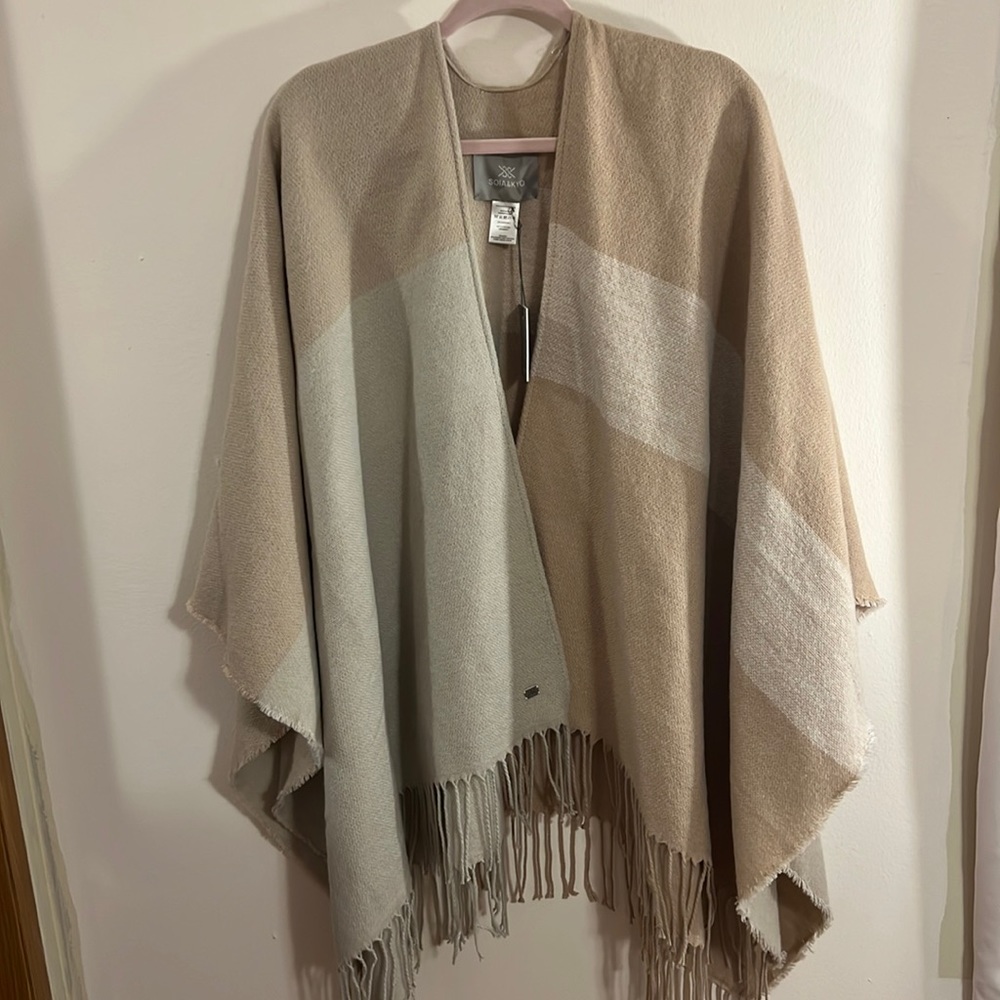 SOIA & KYO woven scarfigan with fringe NWT